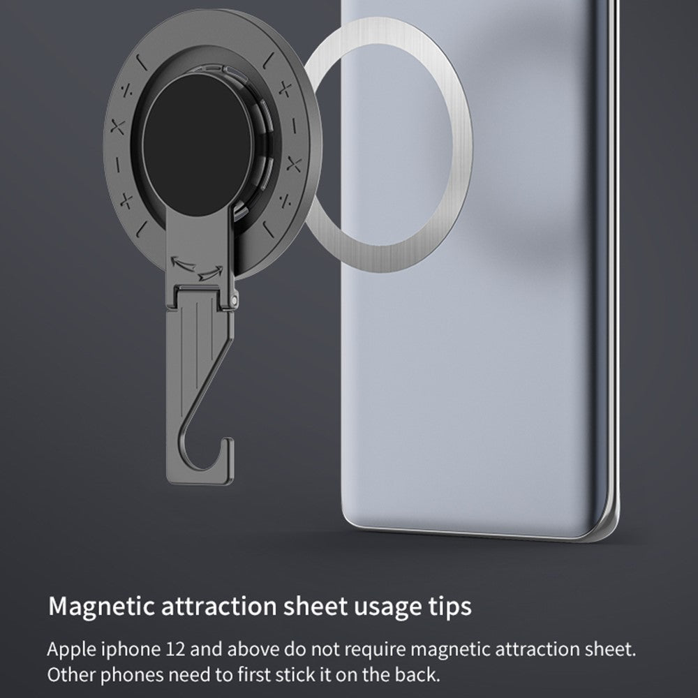 Multi-functional Magnetic Phone Stand Hook 360° Rotation Foldable Phone Ring Holder Buckle for iPhone Android