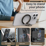 Magnetic Phone Ring Stand Compatible with MagSafe Foldable Carbon Fiber Rotation Finger Grip Holder