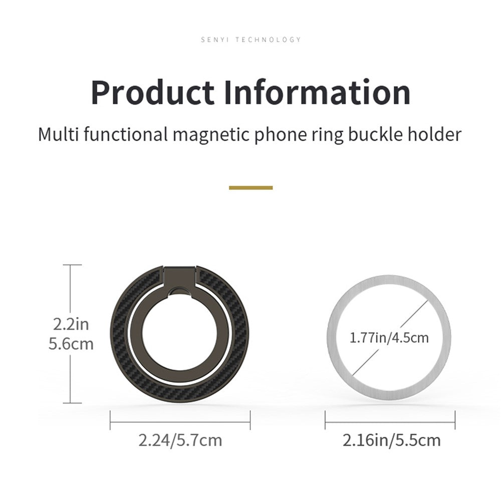 Magnetic Phone Ring Stand Compatible with MagSafe Foldable Carbon Fiber Rotation Finger Grip Holder