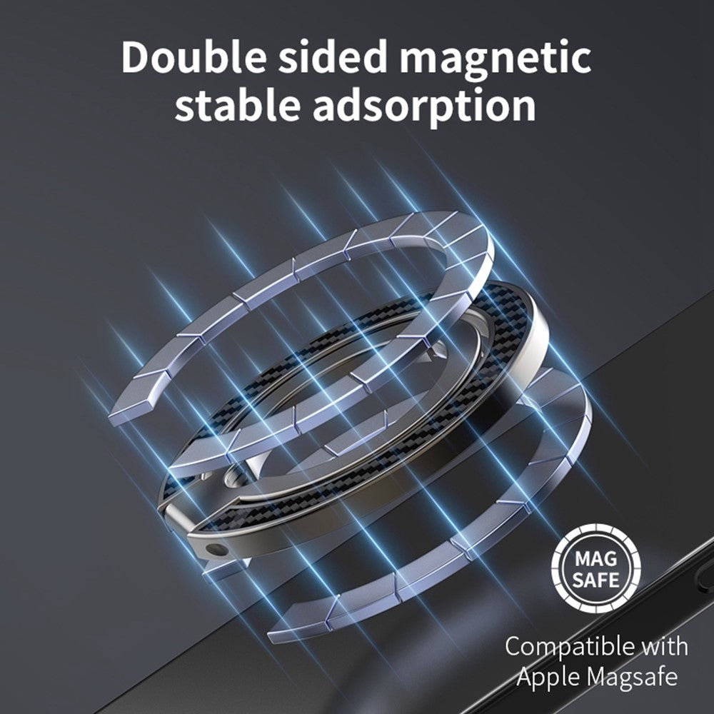 Magnetic Phone Ring Stand Compatible with MagSafe Foldable Carbon Fiber Rotation Finger Grip Holder