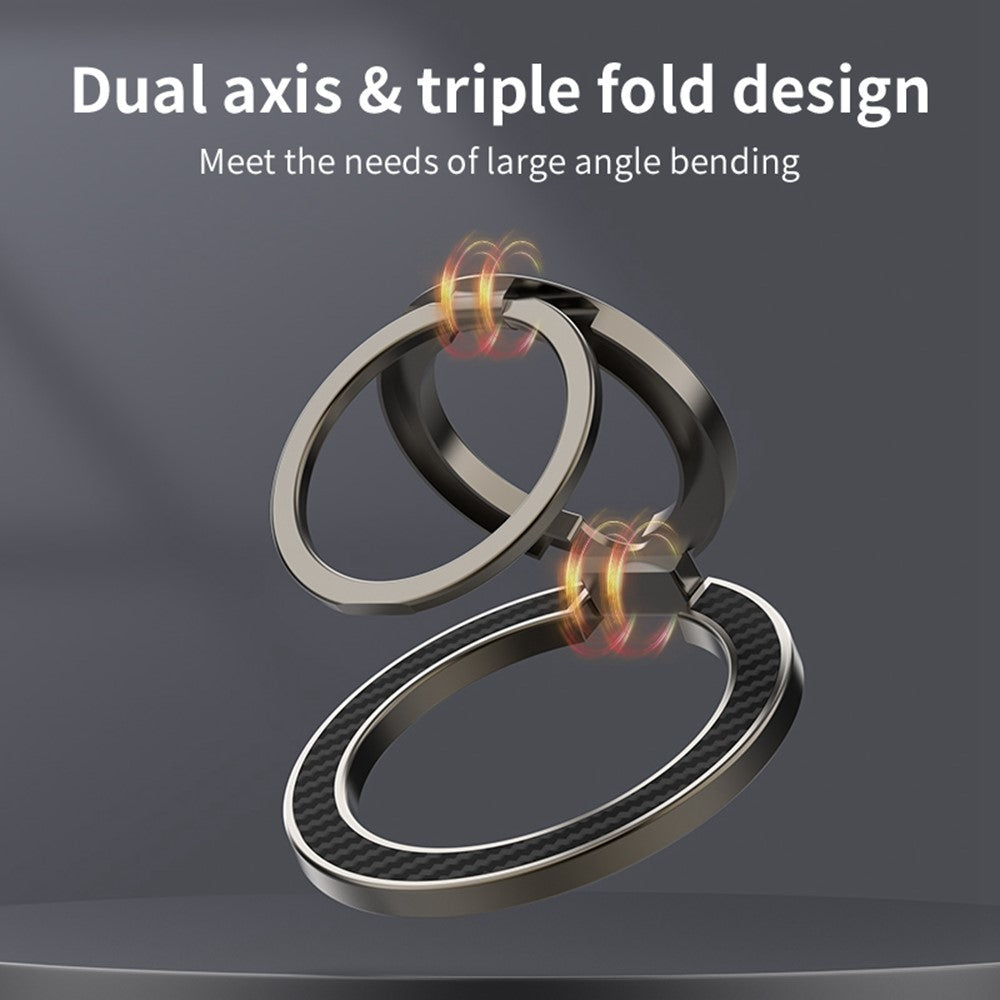 Magnetic Phone Ring Stand Compatible with MagSafe Foldable Carbon Fiber Rotation Finger Grip Holder