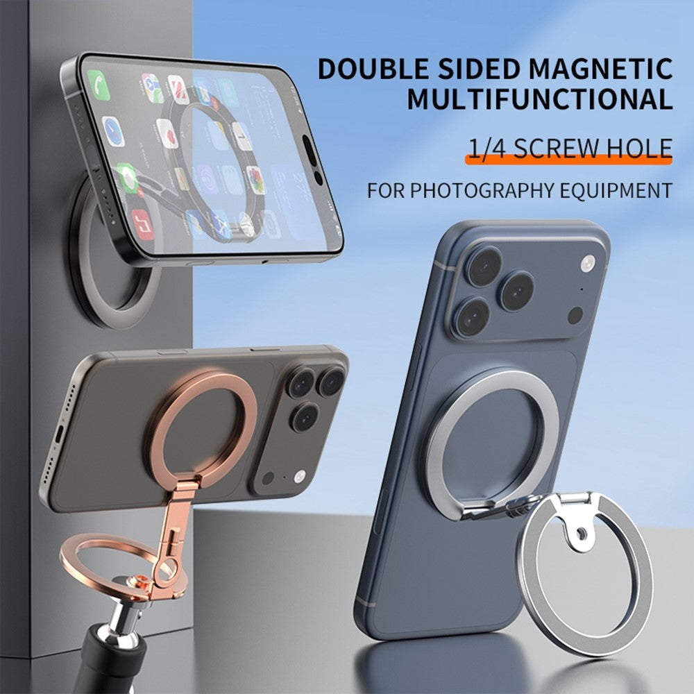 Multi-functional Magnetic Phone Stand Compatible with MagSafe 360 Degree Rotation Foldable Phone Holder with 1 / 4 Screw Hole