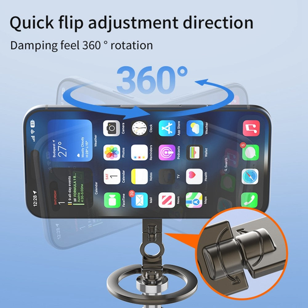 Multi-functional Magnetic Phone Stand Compatible with MagSafe 360 Degree Rotation Foldable Phone Holder with 1 / 4 Screw Hole