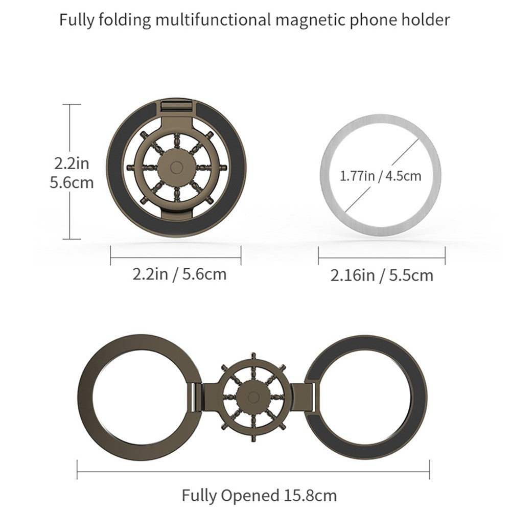 Magnetic Ring Holder Rotating Phone Stand Zinc Alloy Desktop Support Compatible with MagSafe