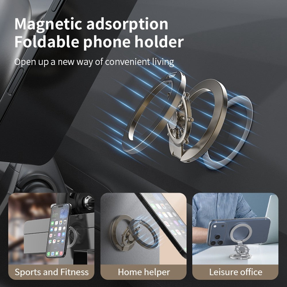 Magnetic Ring Holder Rotating Phone Stand Zinc Alloy Desktop Support Compatible with MagSafe