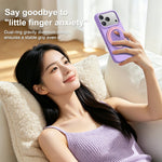 2 in 1 Magnetic Phone Ring Holder Color Block Rotatable Kickstand with Silicone Grip Loop