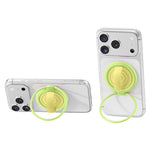 2 in 1 Magnetic Phone Ring Holder Color Block Rotatable Kickstand with Silicone Grip Loop