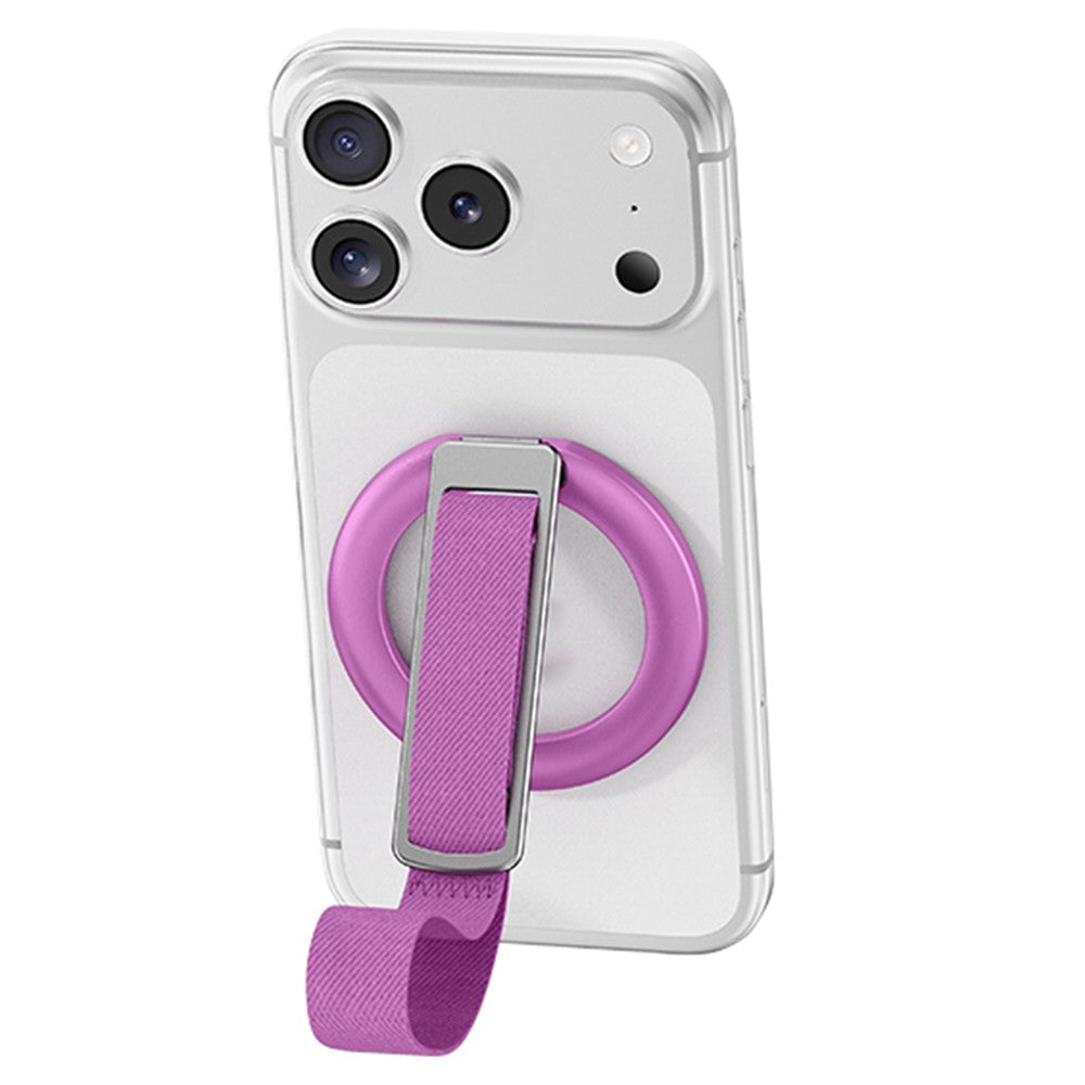 3 in 1 Magnetic Phone Grip Ring Stand for iPhone 12 - 17 Series Woven Strap Kickstand Design