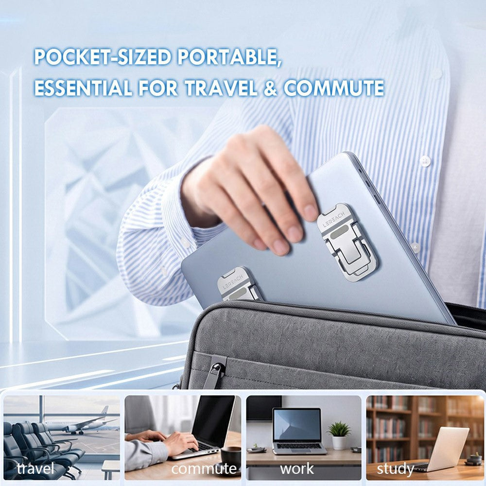 LEREACH AirLift Series StarStep Edition 2Pcs Laptop Stand Aluminum Alloy + Silicone Foldable Stand for Travel Commute Work