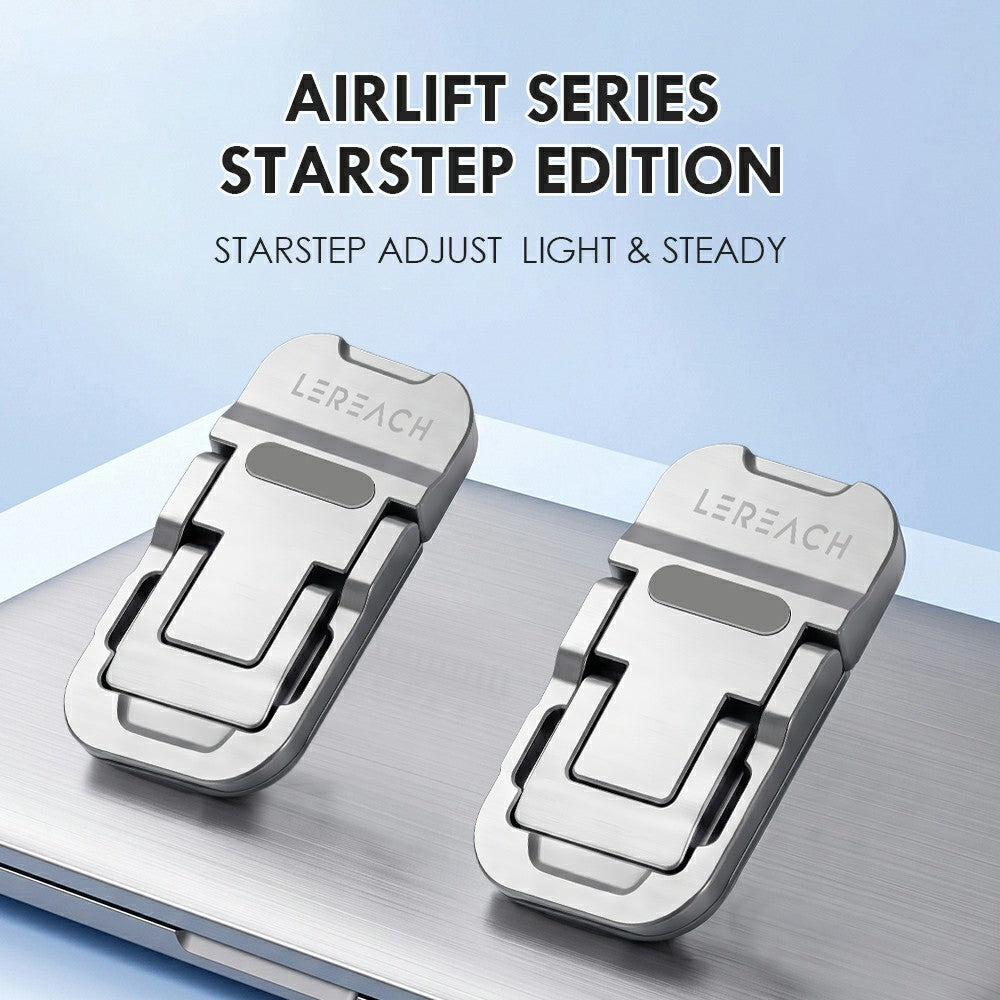 LEREACH AirLift Series StarStep Edition 2Pcs Laptop Stand Aluminum Alloy + Silicone Foldable Stand for Travel Commute Work