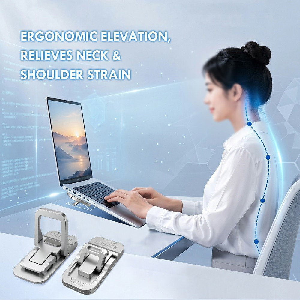 LEREACH AirLift Series StarStep Edition 2Pcs Laptop Stand Aluminum Alloy + Silicone Foldable Stand for Travel Commute Work