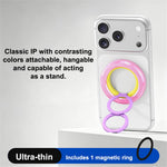 Magnetisk mobilringhållare i zinklegering, 360° rotation, vikbart stativ, kompatibel med MagSafe