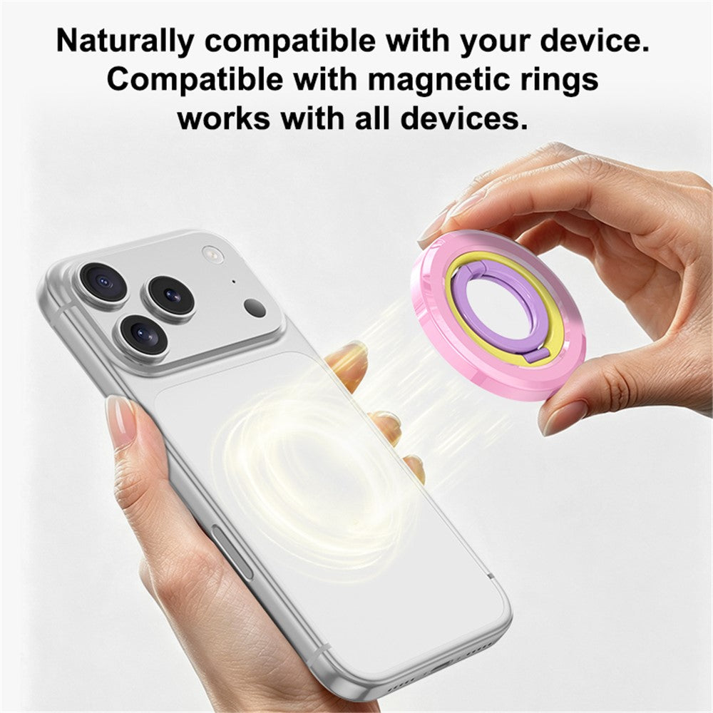 Magnetisk mobilringhållare i zinklegering, 360° rotation, vikbart stativ, kompatibel med MagSafe