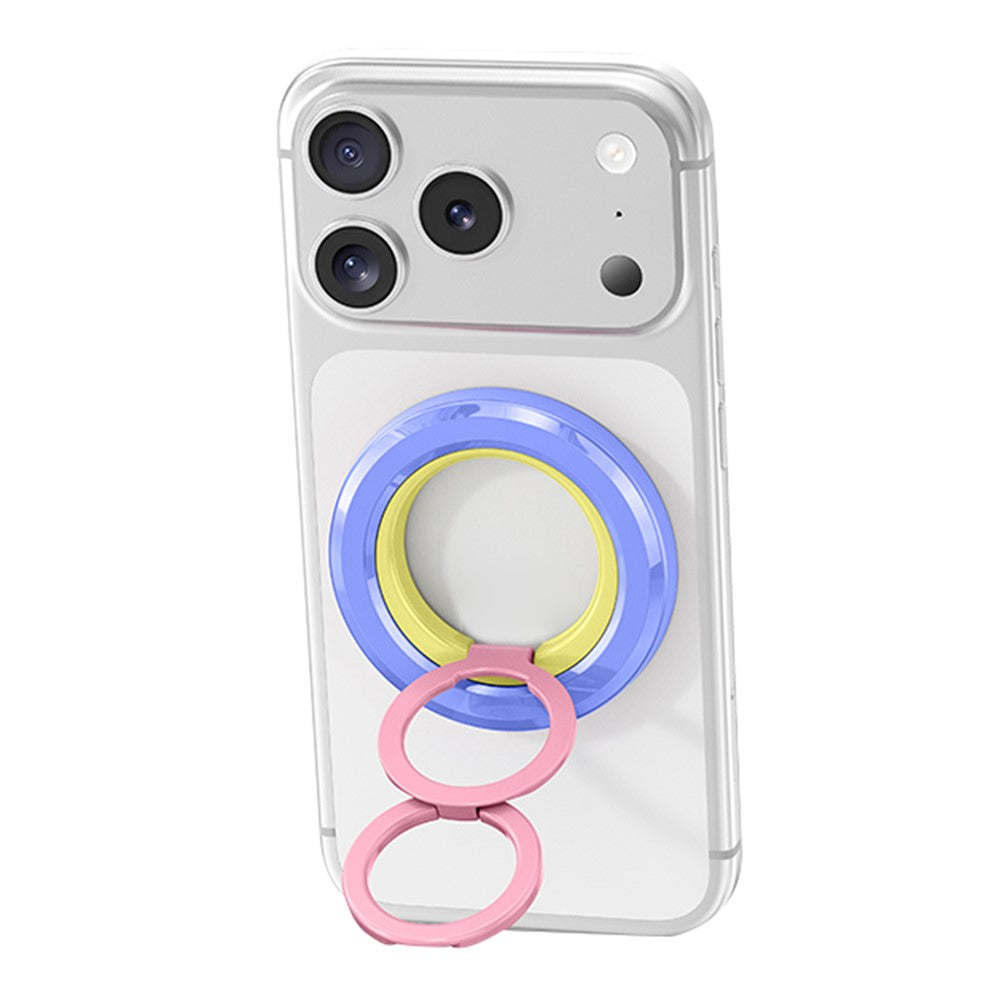 Magnetisk mobilringhållare i zinklegering, 360° rotation, vikbart stativ, kompatibel med MagSafe