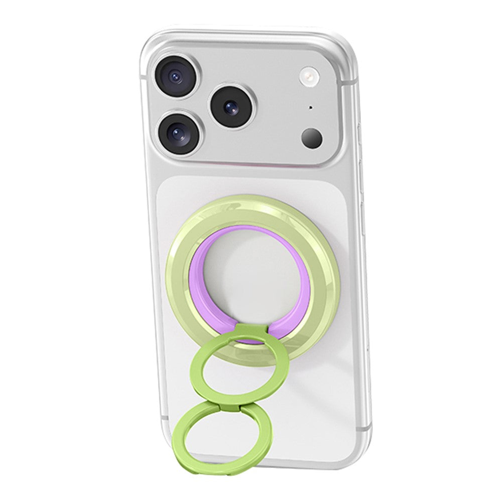 Magnetisk mobilringhållare i zinklegering, 360° rotation, vikbart stativ, kompatibel med MagSafe