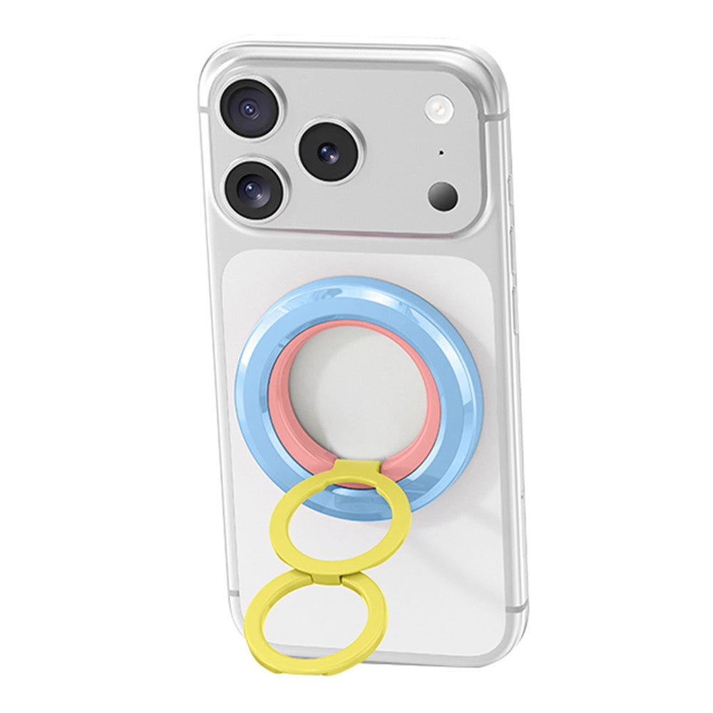 Magnetisk mobilringhållare i zinklegering, 360° rotation, vikbart stativ, kompatibel med MagSafe
