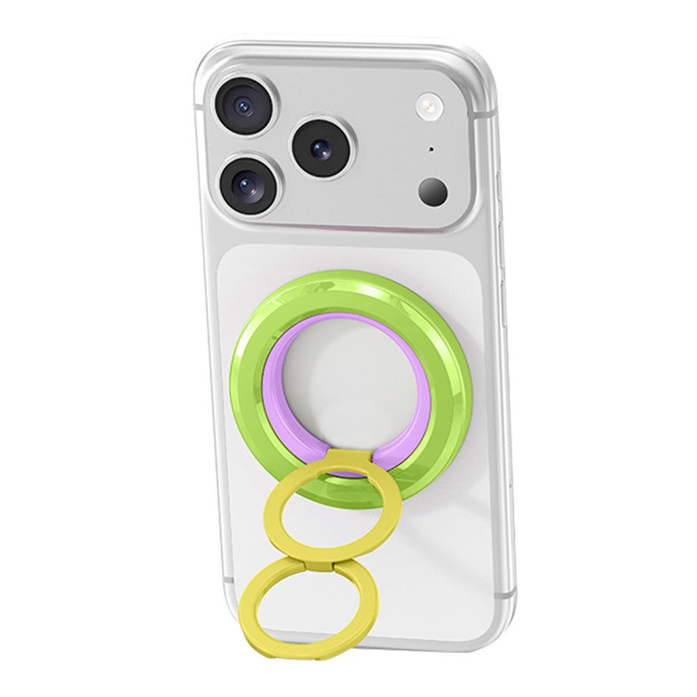 Magnetisk mobilringhållare i zinklegering, 360° rotation, vikbart stativ, kompatibel med MagSafe