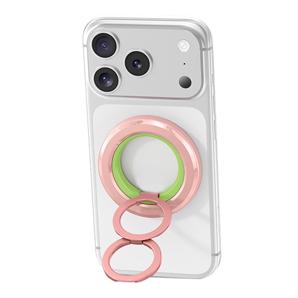 Magnetisk mobilringhållare i zinklegering, 360° rotation, vikbart stativ, kompatibel med MagSafe