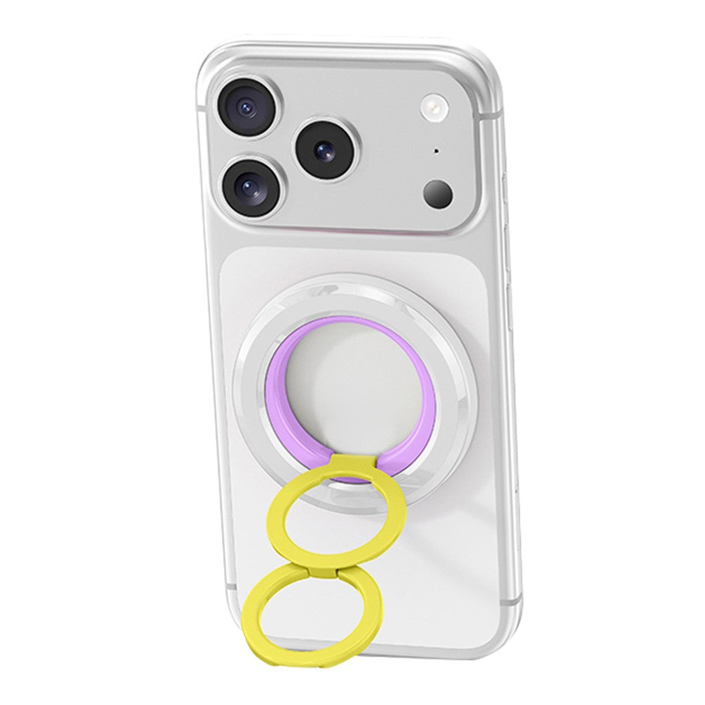 Magnetisk mobilringhållare i zinklegering, 360° rotation, vikbart stativ, kompatibel med MagSafe