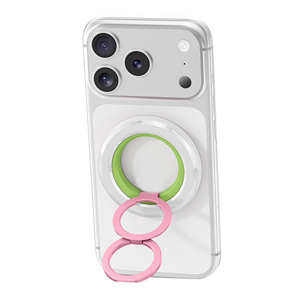 Magnetisk mobilringhållare i zinklegering, 360° rotation, vikbart stativ, kompatibel med MagSafe