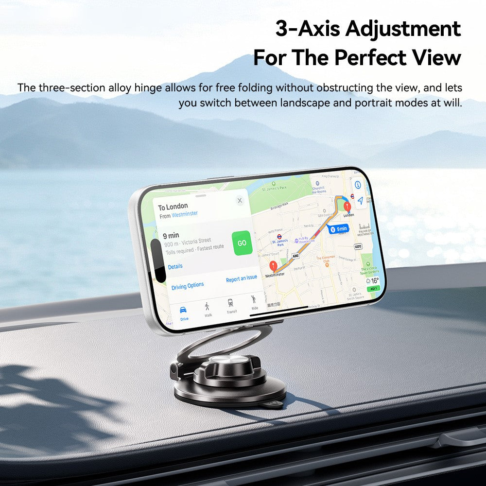 ESSAGER ES-ZJ43 Suction Cup Magnetic Phone Holder 3-Axis Adjustable Stand for Car Dashboard Desktop