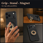 LEREACH LRFP-15 Triple-Ring Magnetic Phone Ring Holder 360-Degree Rotation Grip Stand