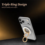LEREACH LRFP-15 Triple-Ring Magnetic Phone Ring Holder 360-Degree Rotation Grip Stand