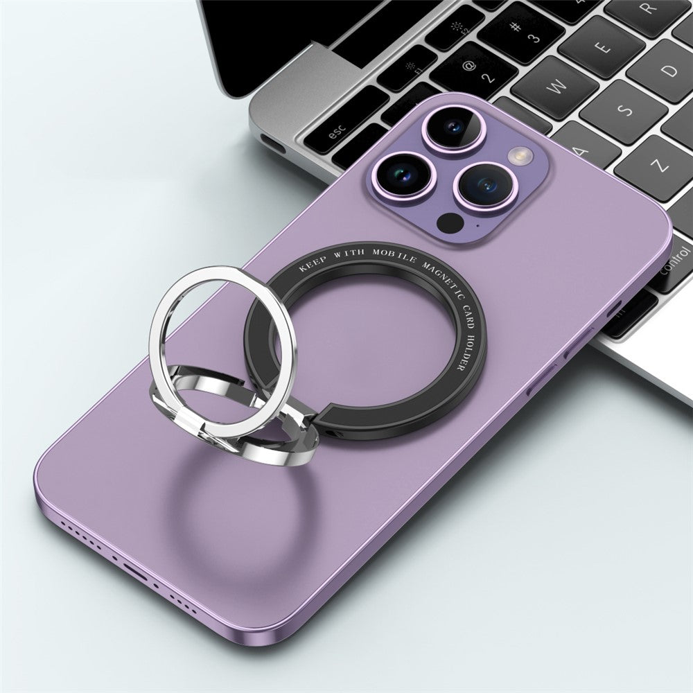 Magnetic Phone Ring, Double-axis Magnetic Metal Phone Grip Ring Holder with Adjustable Kickstand