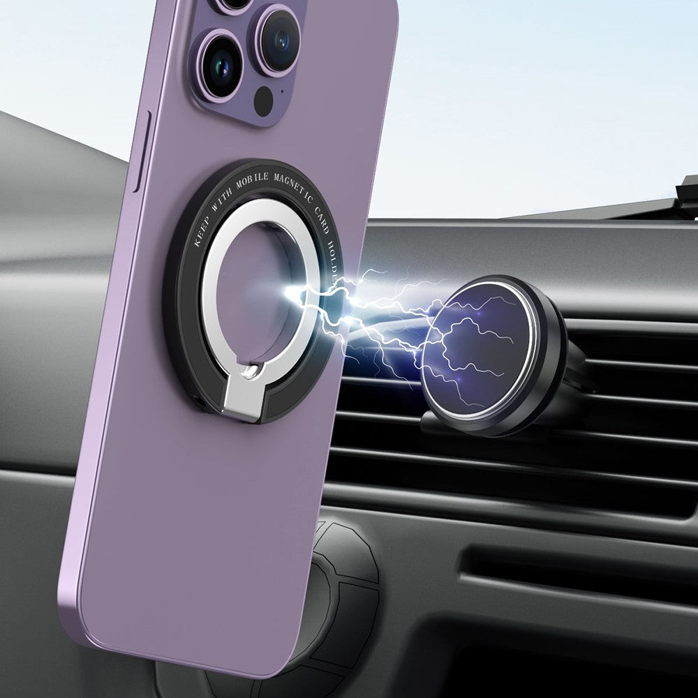 Magnetic Phone Ring, Double-axis Magnetic Metal Phone Grip Ring Holder with Adjustable Kickstand