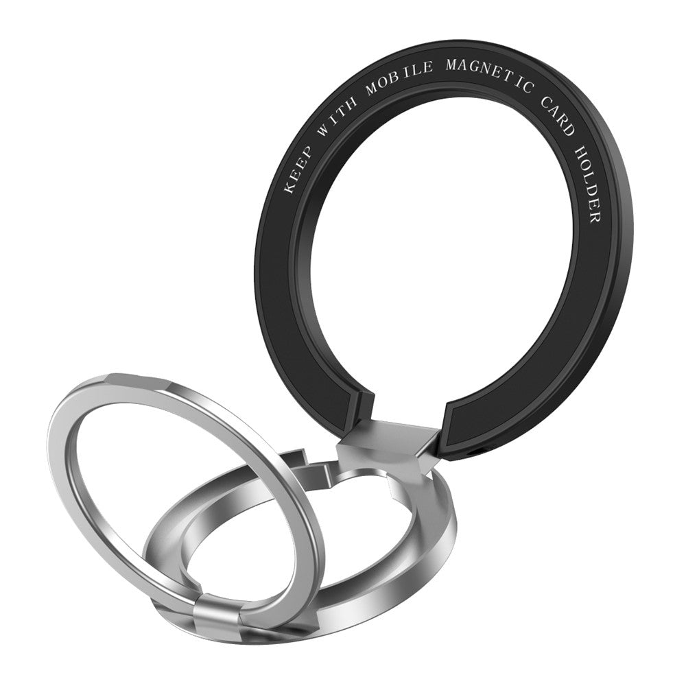 Magnetic Phone Ring, Double-axis Magnetic Metal Phone Grip Ring Holder with Adjustable Kickstand