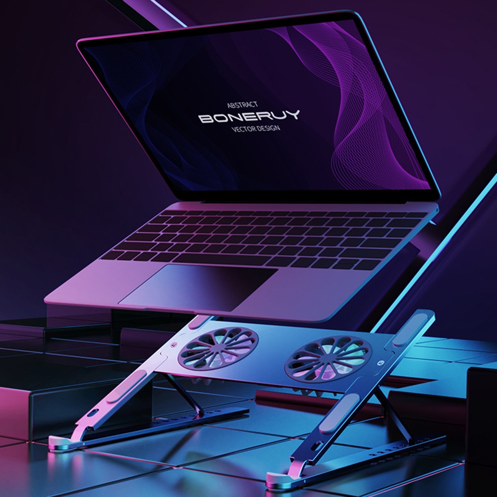 BONERUY P11F Foldable Laptop Cooling Fan Radiator Stand Adjustable Angle Heat Dissipation Notebook Cooler