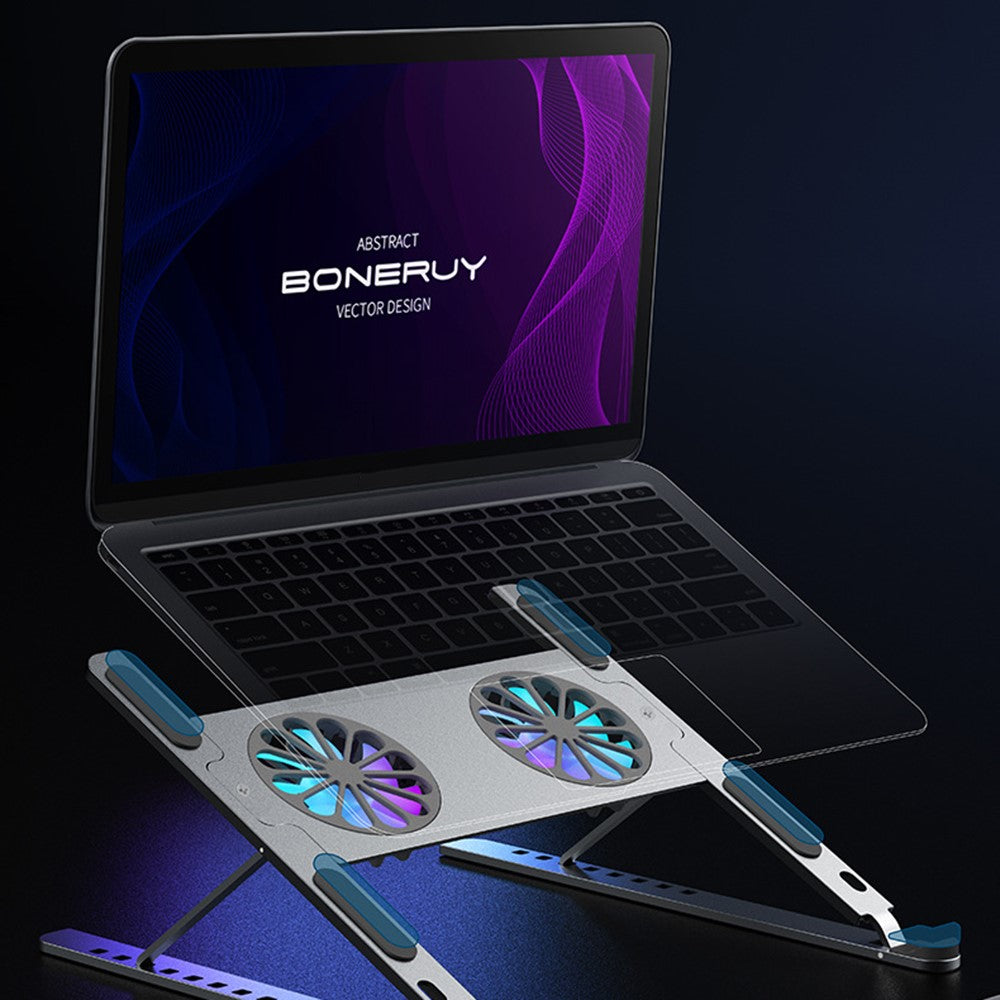 BONERUY P11F Foldable Laptop Cooling Fan Radiator Stand Adjustable Angle Heat Dissipation Notebook Cooler