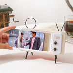 Retro TV Shape Mobile Phone Holder Home Office Desktop TV Phone Stand Bracket