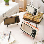 Retro TV Shape Mobile Phone Holder Home Office Desktop TV Phone Stand Bracket