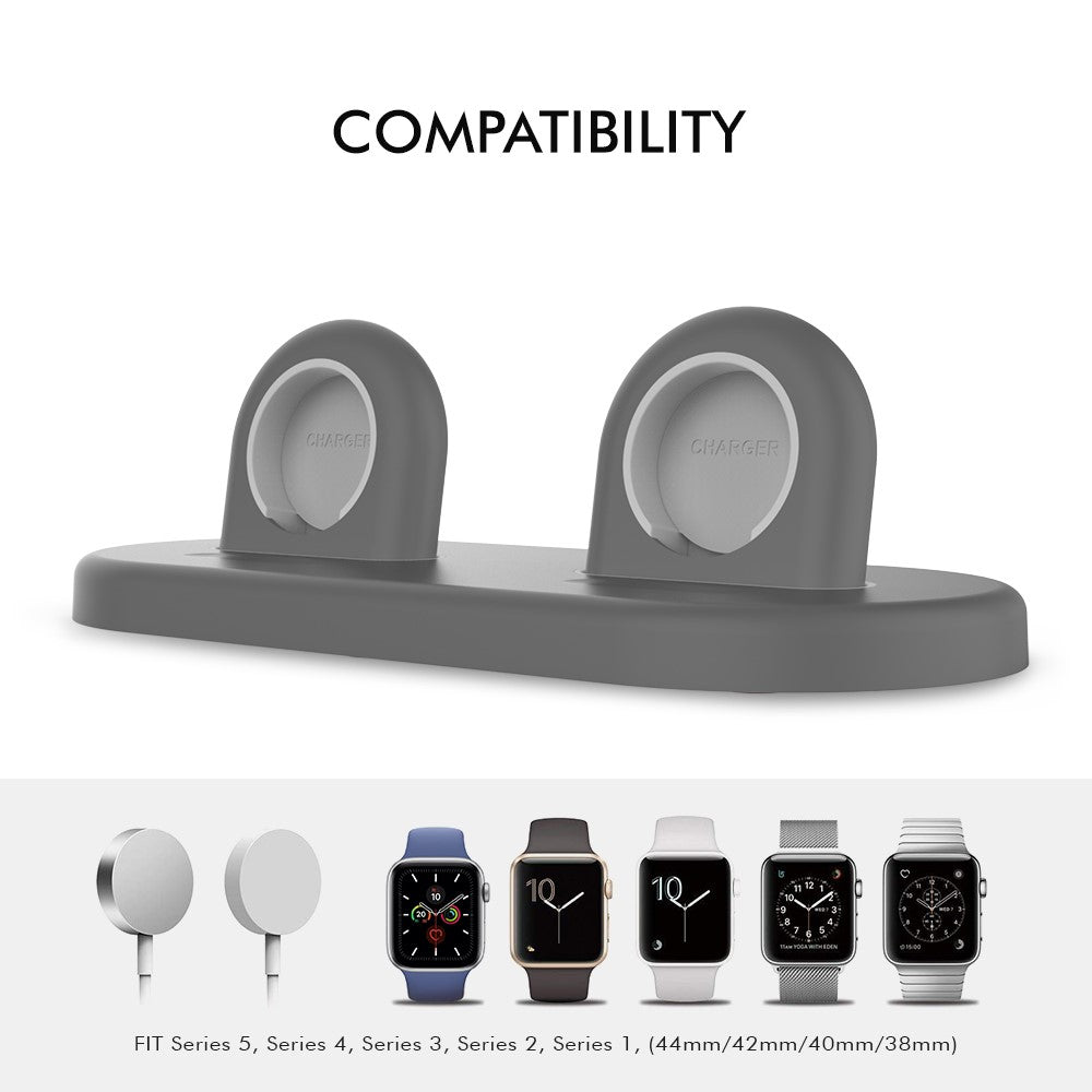 AHASTYLE PT116 til Apple Watch Opladerstander med Dobbelt Position Smartwatch Opladerholder Base