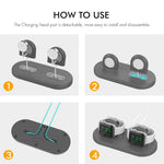 AHASTYLE PT116 til Apple Watch Opladerstander med Dobbelt Position Smartwatch Opladerholder Base