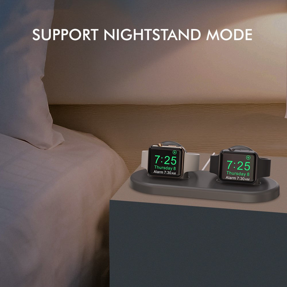 AHASTYLE PT116 til Apple Watch Opladerstander med Dobbelt Position Smartwatch Opladerholder Base