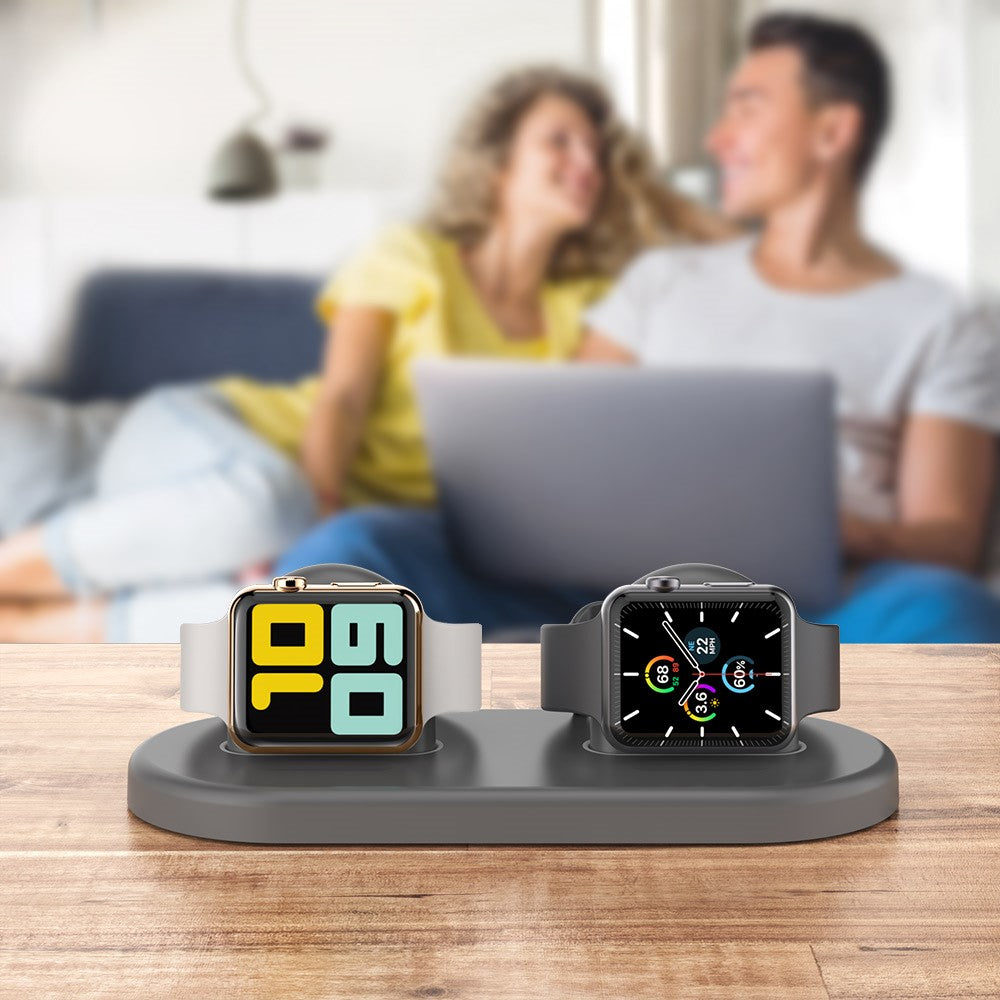 AHASTYLE PT116 til Apple Watch Opladerstander med Dobbelt Position Smartwatch Opladerholder Base