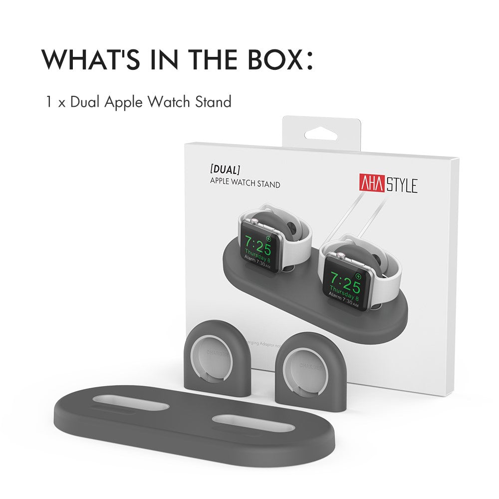 AHASTYLE PT116 til Apple Watch Opladerstander med Dobbelt Position Smartwatch Opladerholder Base