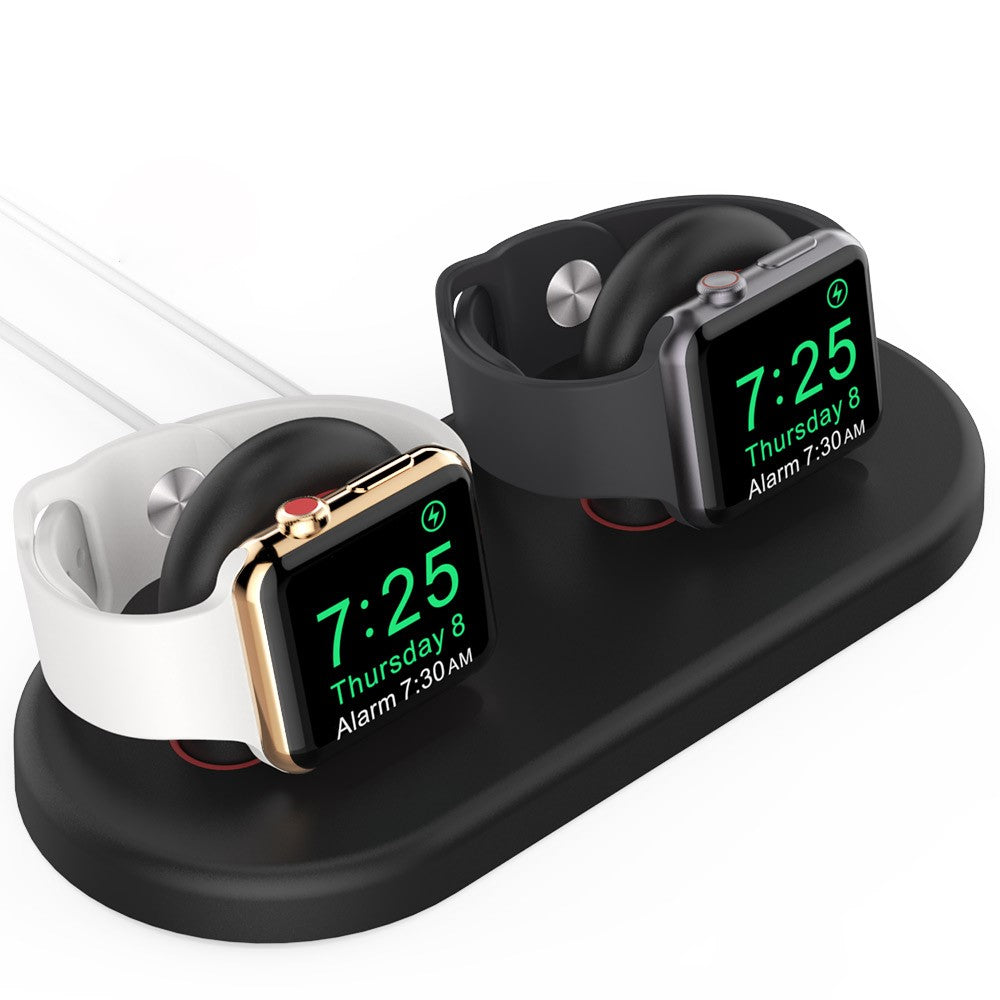 AHASTYLE PT116 til Apple Watch Opladerstander med Dobbelt Position Smartwatch Opladerholder Base