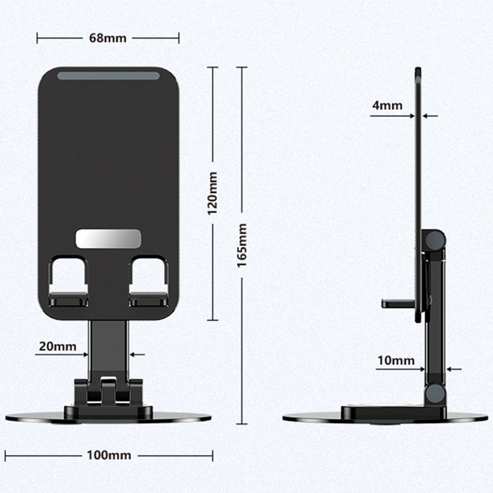 T9 Desktop Phone Stand Folding 360° Rotating Tablet Holder for Live Streaming, Online Teaching