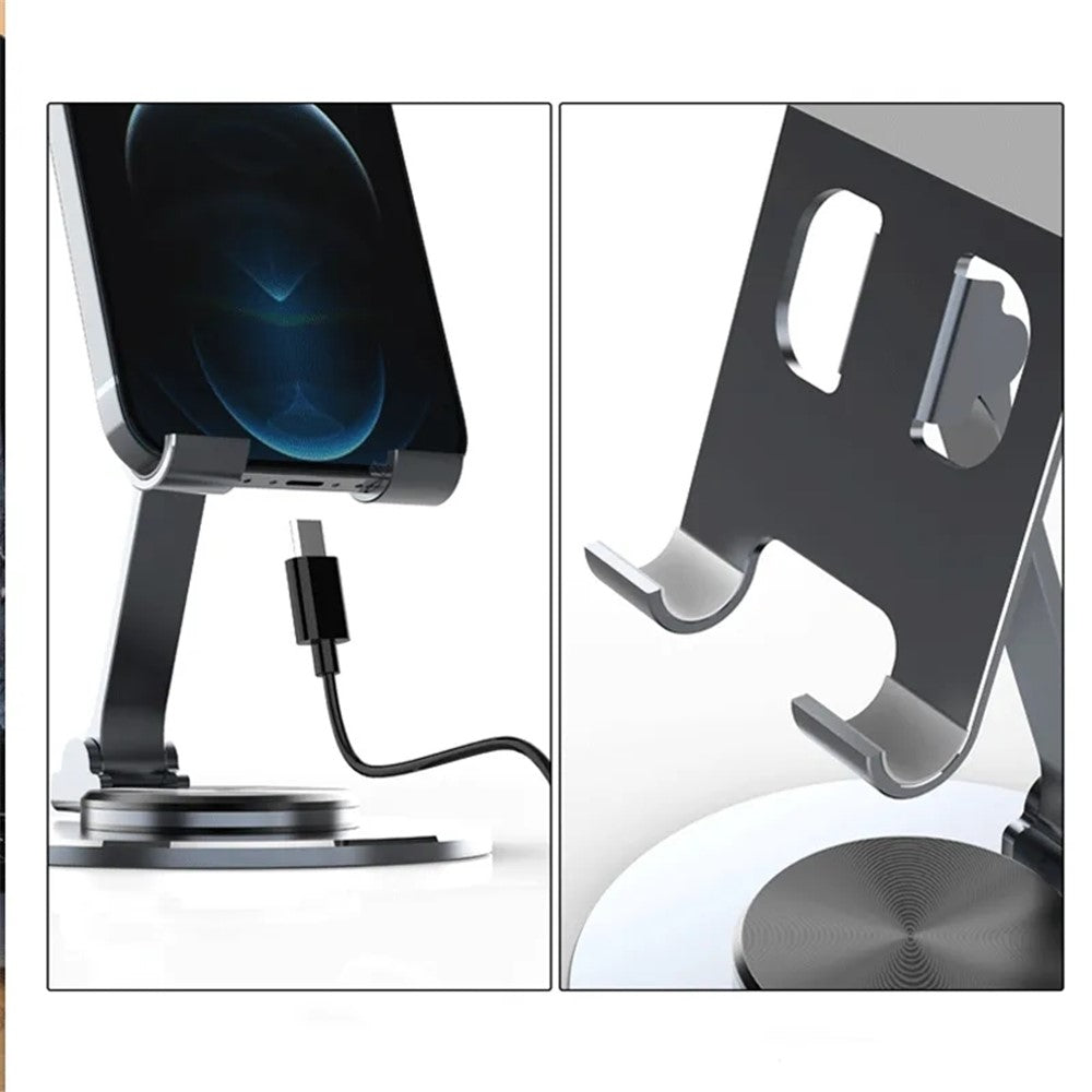 Tablet Stand 360-degree Rotating Aluminum Alloy Desktop Holder Foldable Mobile Phone Stand Adjustable Tablet Mount