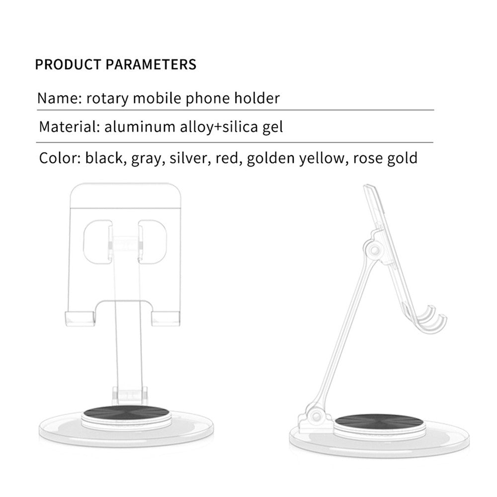 Tablet Stand 360-degree Rotating Aluminum Alloy Desktop Holder Foldable Mobile Phone Stand Adjustable Tablet Mount