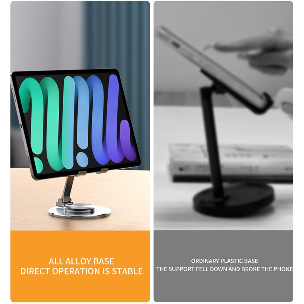 Tablet Stand 360-degree Rotating Aluminum Alloy Desktop Holder Foldable Mobile Phone Stand Adjustable Tablet Mount