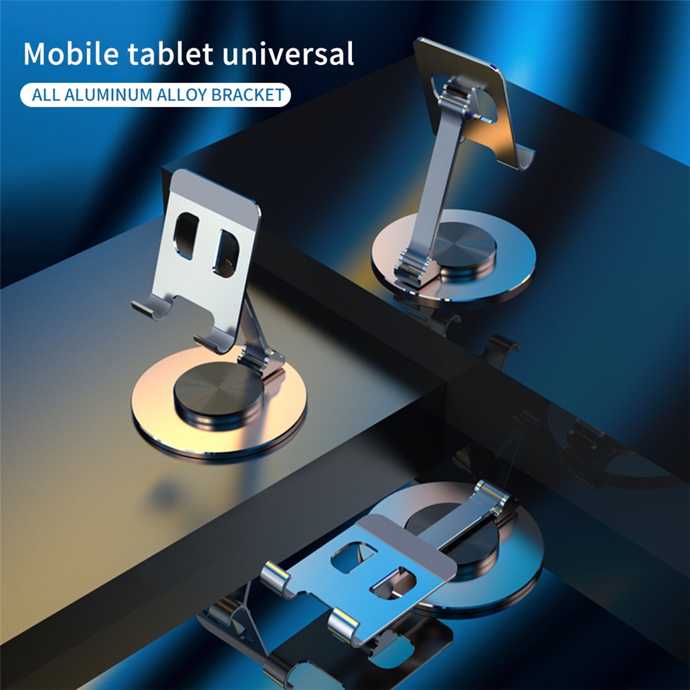Tablet Stand 360-degree Rotating Aluminum Alloy Desktop Holder Foldable Mobile Phone Stand Adjustable Tablet Mount