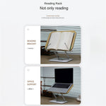 BONERUY R17 Metal Book Reading Stand Foldable Double Rod Support Book Holder for Books Laptop Tablet Textbook