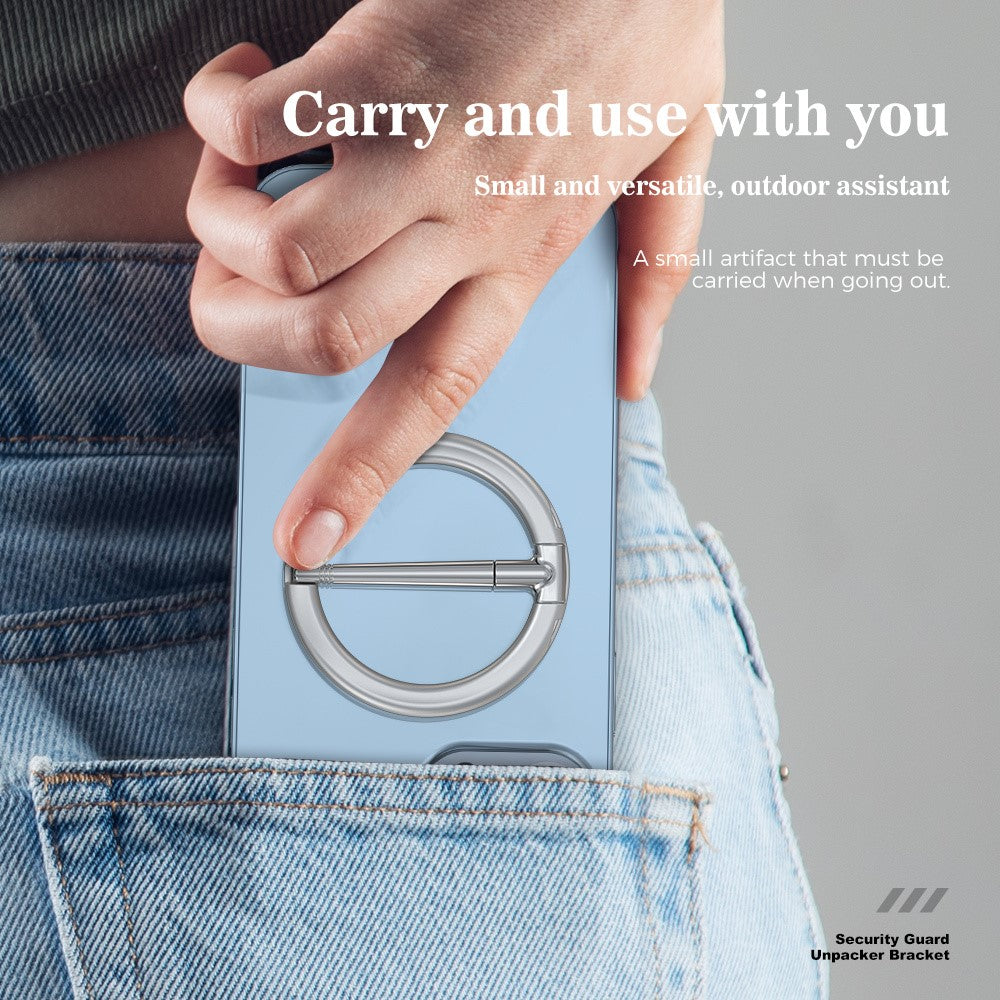 R-JUST SJ20-4 Magnetic Phone Ring Holder with Knife Vertical and Horizontal Stand Foldable Cellphone Kickstand