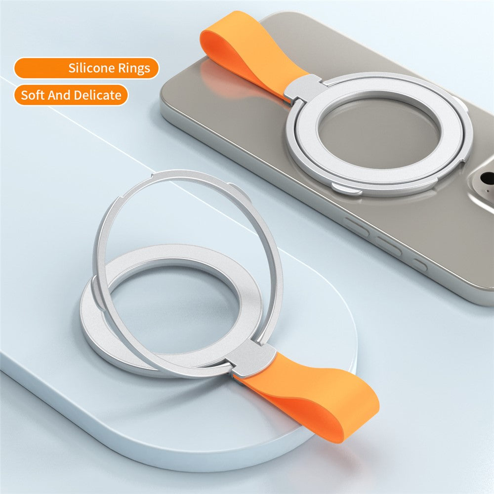 Magnetic Phone Grip Dual Ring Holder Phone Kickstand Foldable Stand with Strap