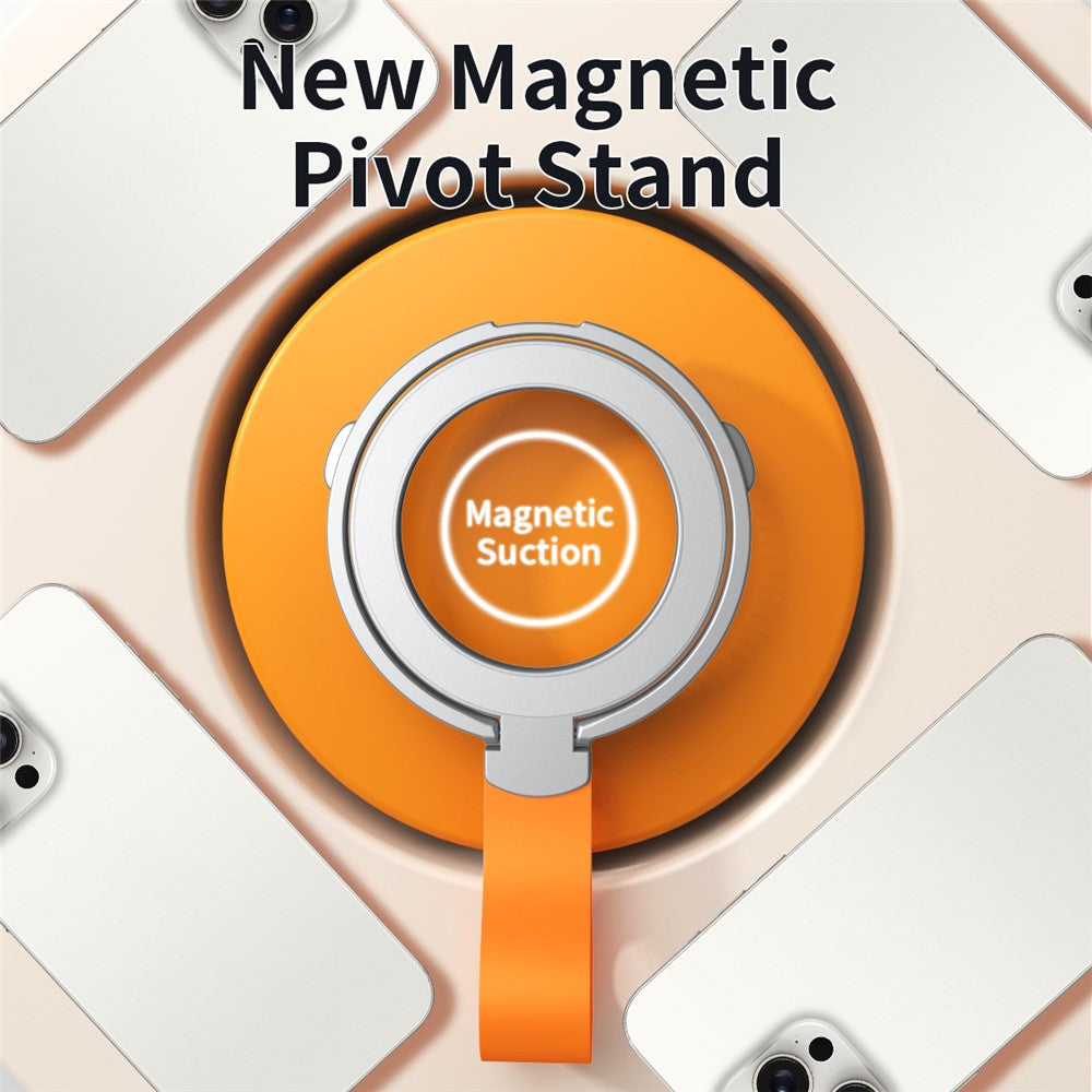 Magnetic Phone Grip Dual Ring Holder Phone Kickstand Foldable Stand with Strap