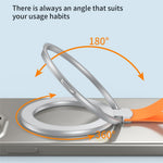 Magnetic Phone Grip Dual Ring Holder Phone Kickstand Foldable Stand with Strap